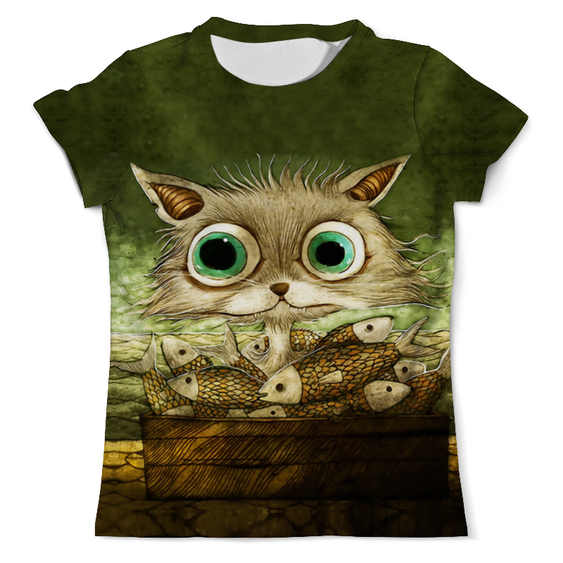 Printio Футболка с полной запечаткой (мужская) Котик с рыбками printio футболка с полной запечаткой женская котик с рыбками
