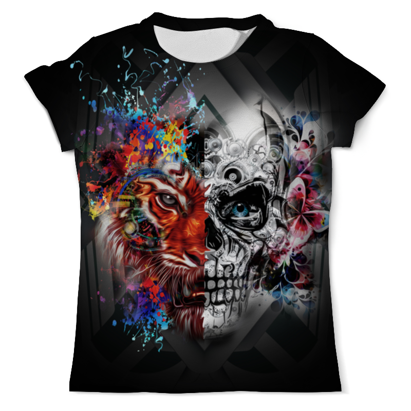 Printio Футболка с полной запечаткой (мужская) Тигр и череп