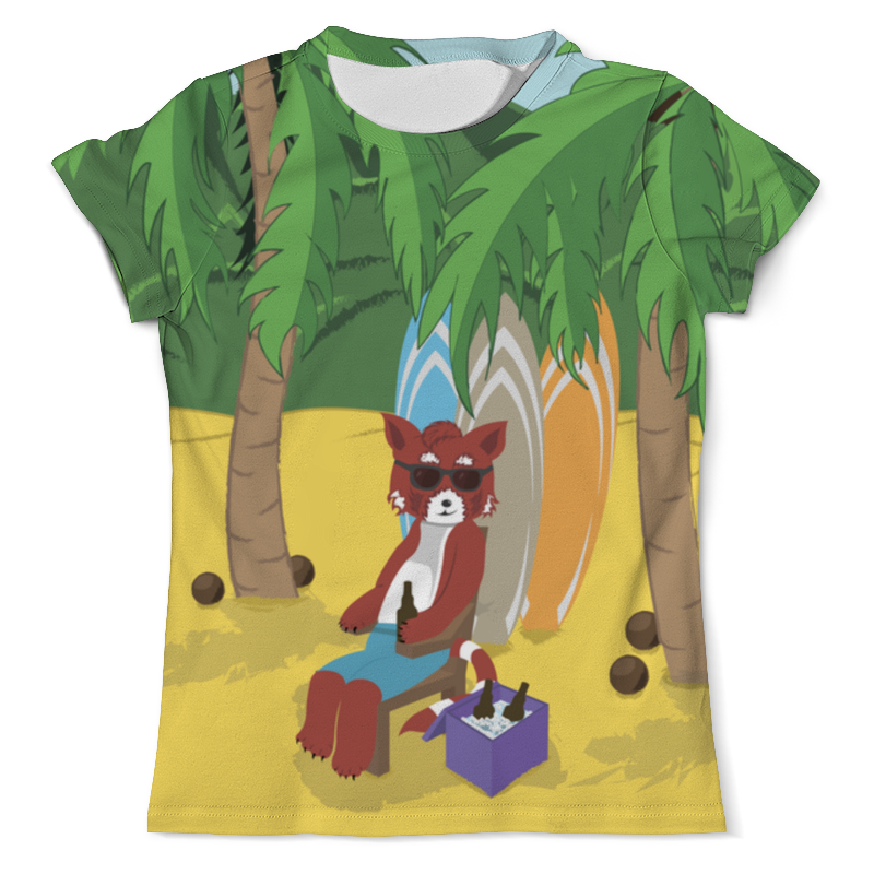Printio Футболка с полной запечаткой (мужская) Красная панда на пляже printio футболка с полной запечаткой женская пляж с пальмами