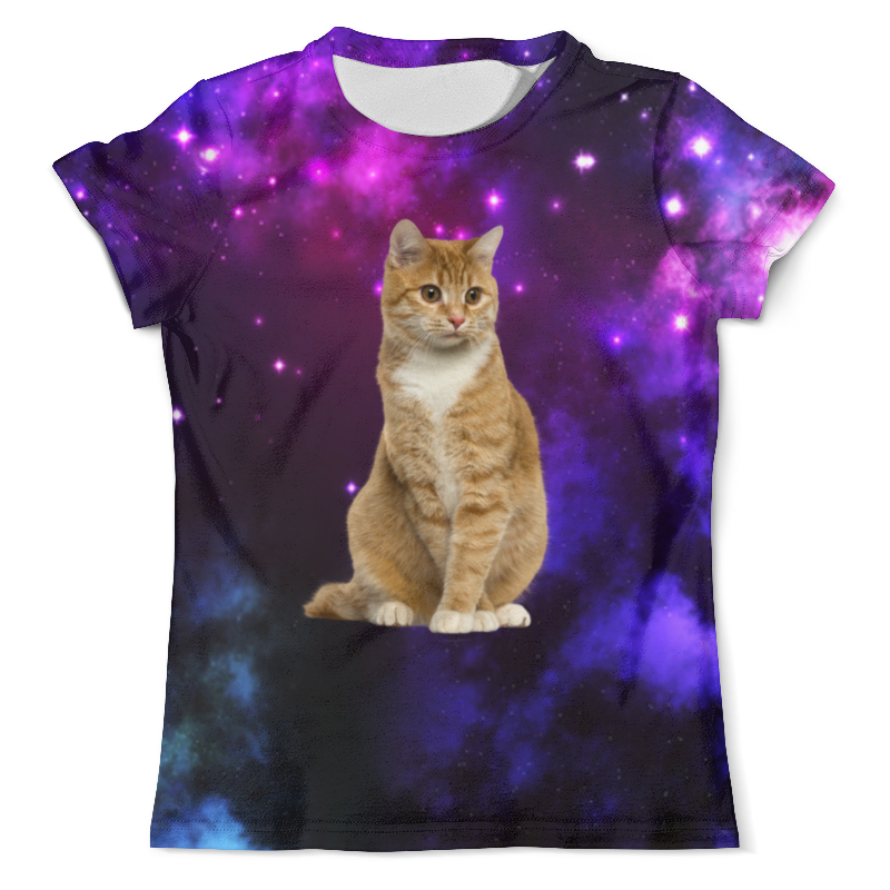 мужская футболка кот в космосе 2xl красный Printio Футболка с полной запечаткой (мужская) кот в космосе