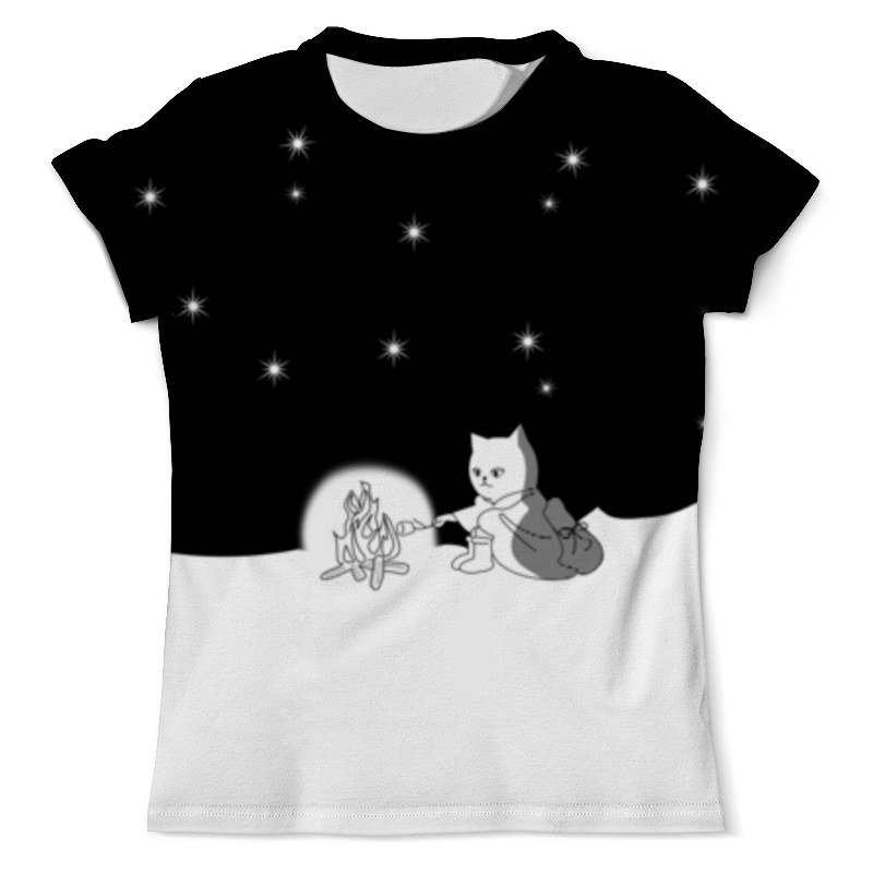 printio футболка с полной запечаткой женская котик у костра Printio Футболка с полной запечаткой (мужская) Котик у костра