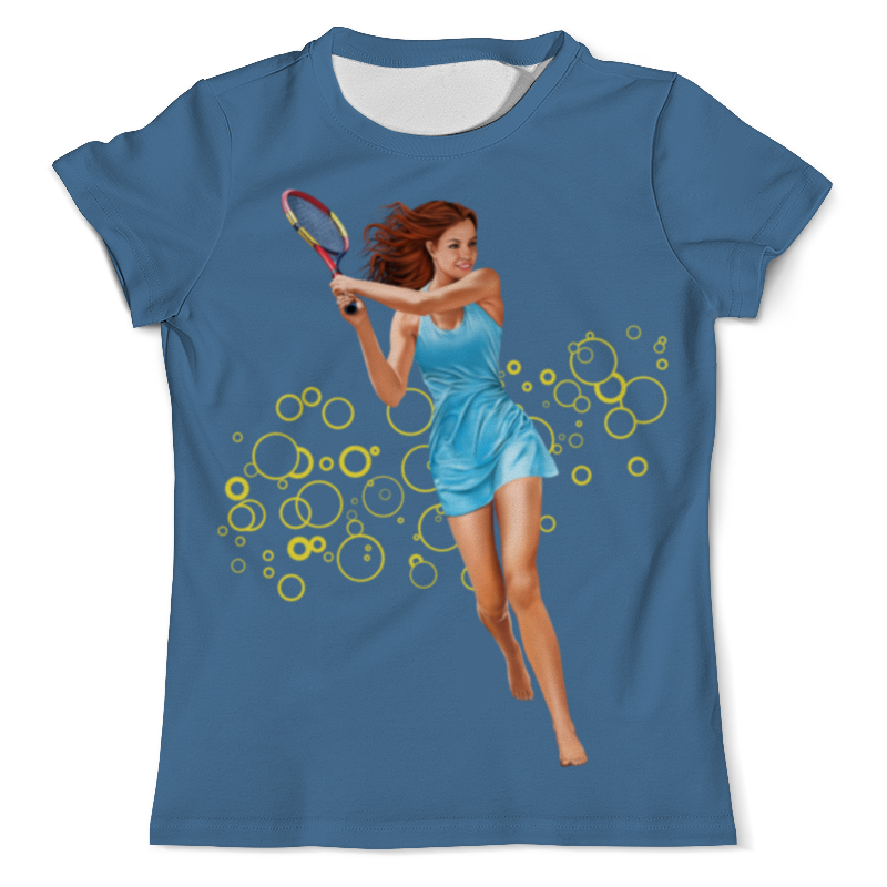 printio детская футболка классическая унисекс девушка с теннисной ракеткой Printio Футболка с полной запечаткой (мужская) Девушка с теннисной ракеткой