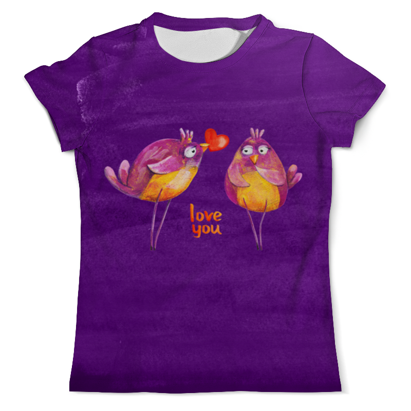 printio футболка с полной запечаткой мужская милые птички with love Printio Футболка с полной запечаткой (мужская) Влюбленные птички. парные футболки.