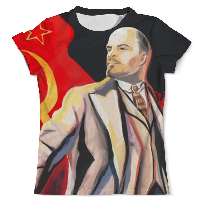 printio футболка с полной запечаткой мужская владимир ильич ленин Printio Футболка с полной запечаткой (мужская) Ленин с флагом