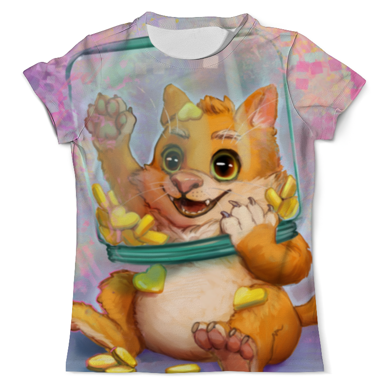 printio футболка с полной запечаткой женская котик в банке Printio Футболка с полной запечаткой (мужская) Котик в банке