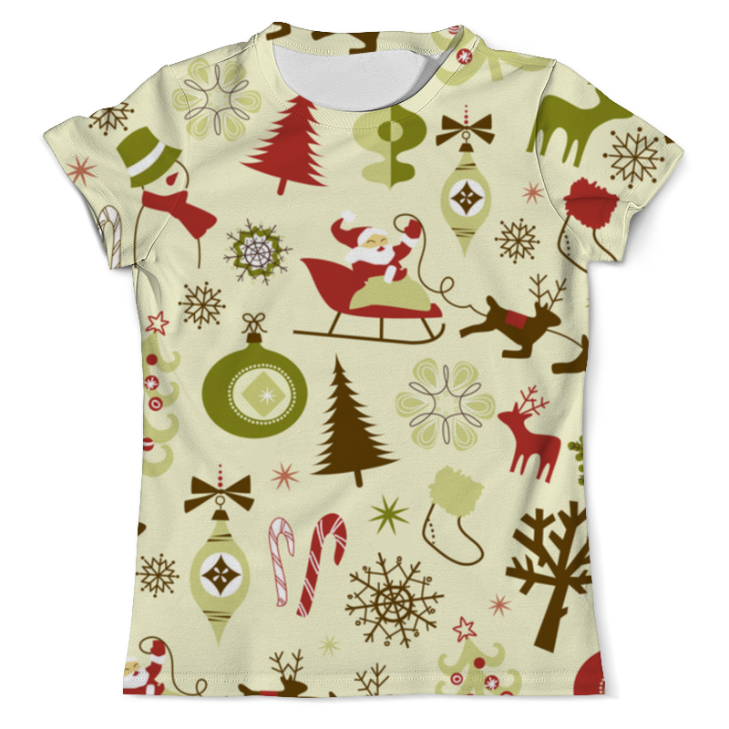 рождественская футболка для отпуска с санта клаусом Printio Футболка с полной запечаткой (мужская) Новогодняя