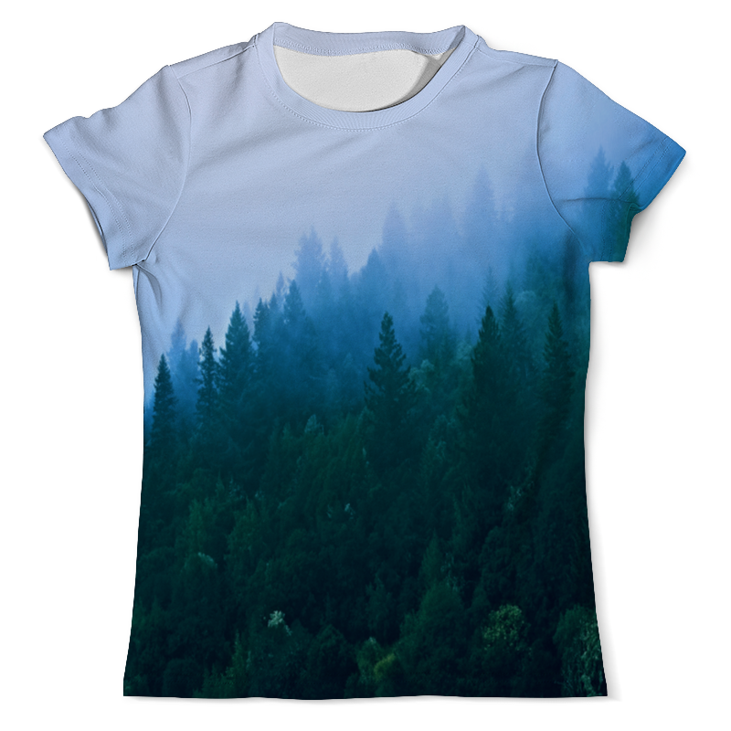 мужская футболка мрачный череп лесной пейзаж l синий Printio Футболка с полной запечаткой (мужская) Лесной пейзаж