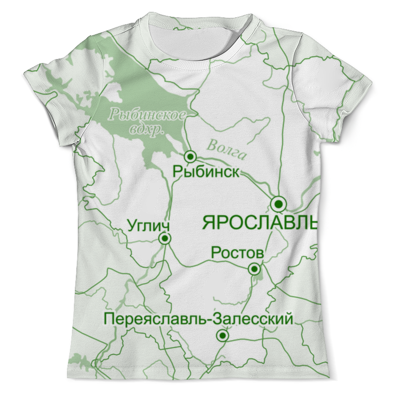 карта города ярославль Printio Футболка с полной запечаткой (мужская) Ярославская область. ярославль.