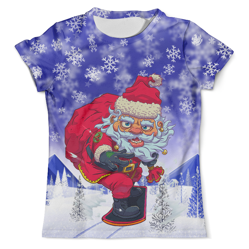 printio футболка с полной запечаткой мужская santa snowboard с новым годом Printio Футболка с полной запечаткой (мужская) Santa snowboard (с новым годом!)