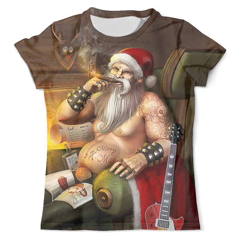 Printio Футболка с полной запечаткой (мужская) Santa biker_ printio футболка с полной запечаткой мужская bad santa