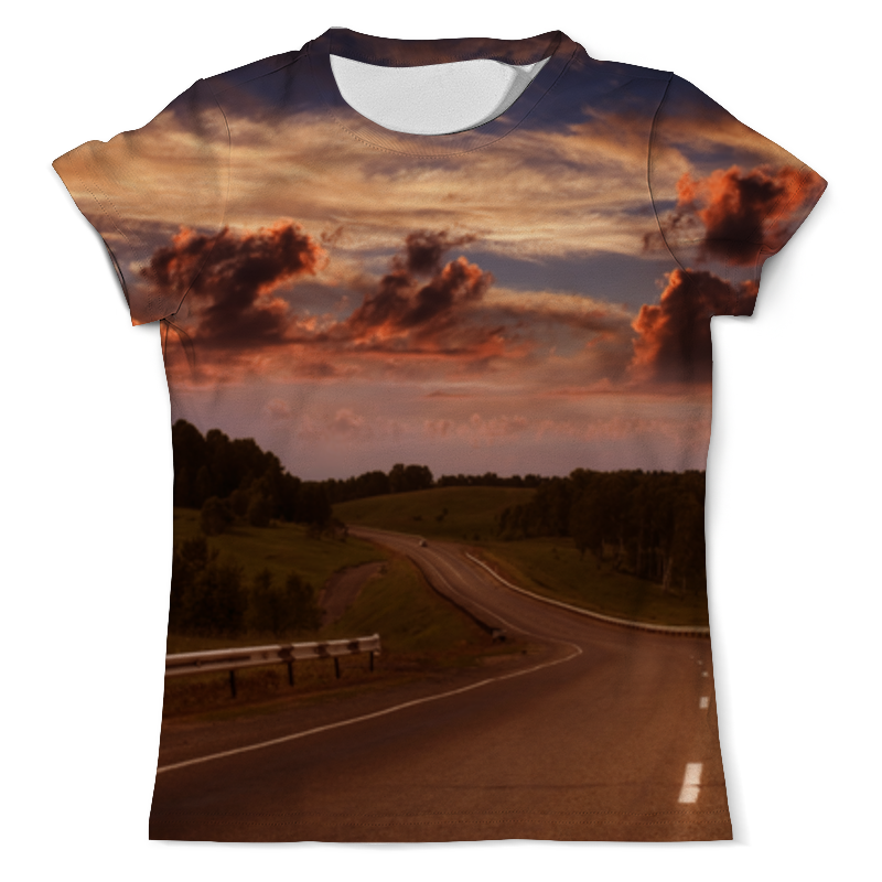 printio футболка с полной запечаткой мужская сельская дорога летом Printio Футболка с полной запечаткой (мужская) Дорога на закате