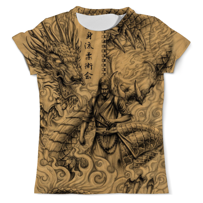 printio футболка с полной запечаткой мужская дзин самурай чамплу Printio Футболка с полной запечаткой (мужская) Самурай дракон