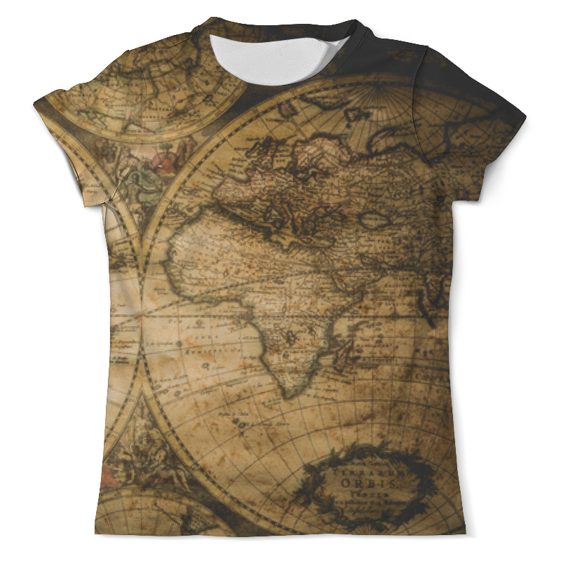 Printio Футболка с полной запечаткой (мужская) Карта мира ретро