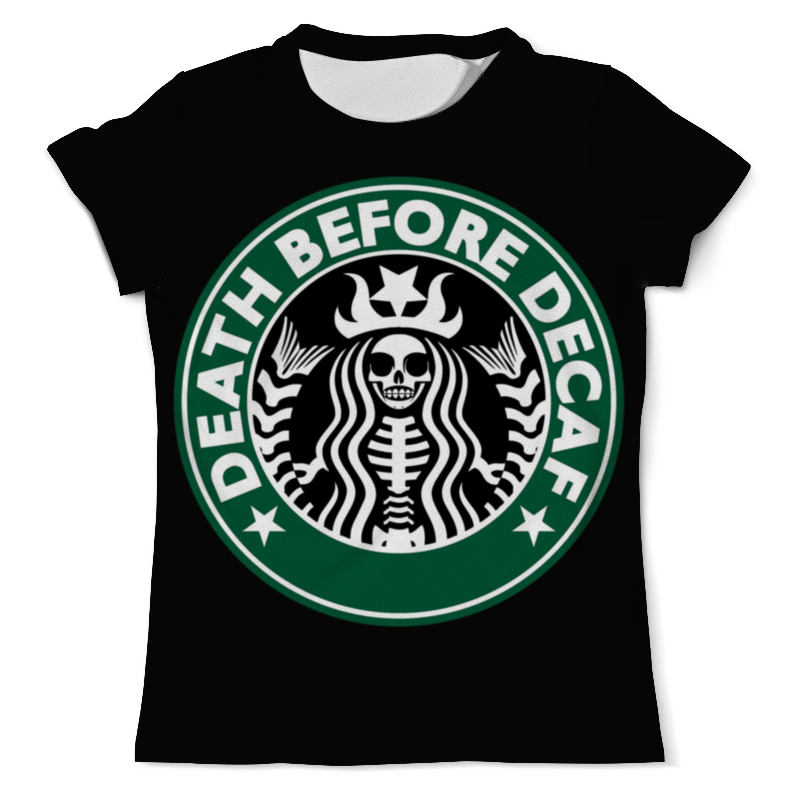 Printio Футболка с полной запечаткой (мужская) Starbucks / death before decaf printio футболка с полной запечаткой мужская starbucks black metal
