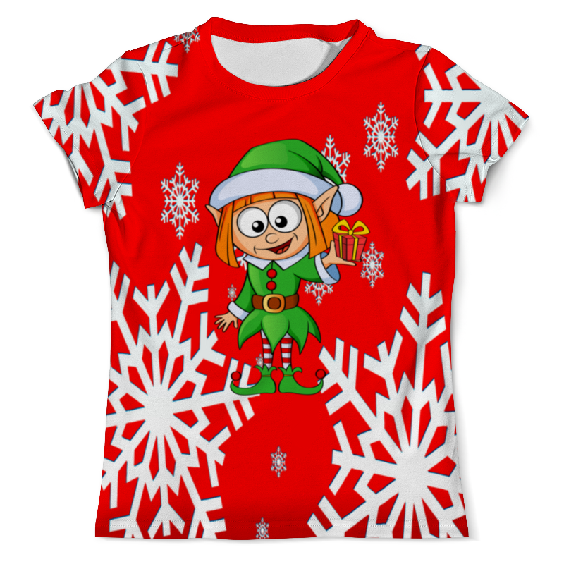 printio футболка с полной запечаткой для девочек эльф и подарок Printio Футболка с полной запечаткой (мужская) Эльф и подарок