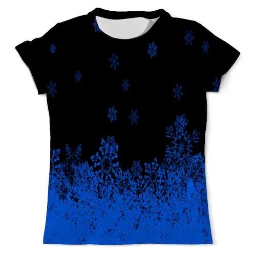 Заказать мужскую футболку в Москве. Футболка с полной запечаткой (мужская) Синие снежинки от THE_NISE  - готовые дизайны и нанесение принтов.