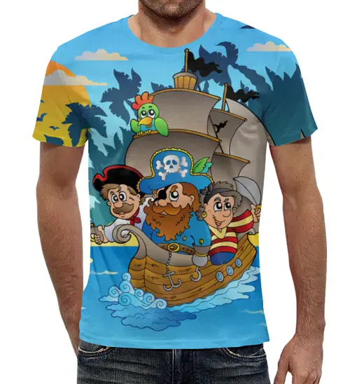 Заказать мужскую футболку в Москве. Футболка с полной запечаткой (мужская) Пираты от T-shirt print  - готовые дизайны и нанесение принтов.