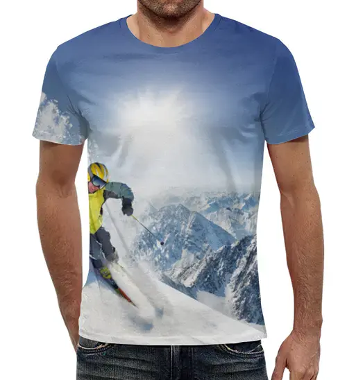 Заказать мужскую футболку в Москве. Футболка с полной запечаткой (мужская) Зимняя скорость от agrius88@mail.ru - готовые дизайны и нанесение принтов.