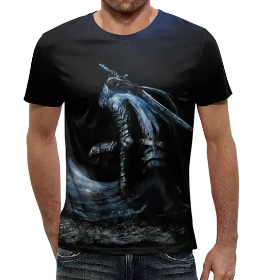 Заказать мужскую футболку в Москве. Футболка с полной запечаткой (мужская) Dark Souls от galaxy secret - готовые дизайны и нанесение принтов.