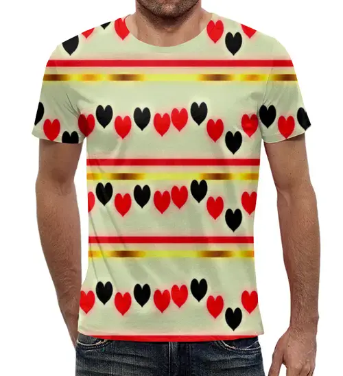 Заказать мужскую футболку в Москве. Футболка с полной запечаткой (мужская) Сердечки от THE_NISE  - готовые дизайны и нанесение принтов.
