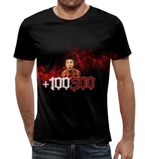 Заказать мужскую футболку в Москве. Футболка с полной запечаткой (мужская) Макс 100500 от KILLDURIN - готовые дизайны и нанесение принтов.