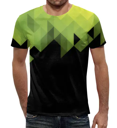 Заказать мужскую футболку в Москве. Футболка с полной запечаткой (мужская) Trianse Green от THE_NISE  - готовые дизайны и нанесение принтов.