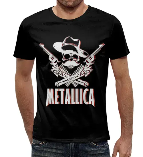 Заказать мужскую футболку в Москве. Футболка с полной запечаткой (мужская) Metallica от Leichenwagen - готовые дизайны и нанесение принтов.