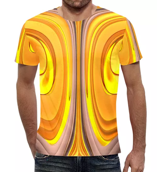 Заказать мужскую футболку в Москве. Футболка с полной запечаткой (мужская) Желтый струйчатый дизайн от Alexey Evsyunin - готовые дизайны и нанесение принтов.