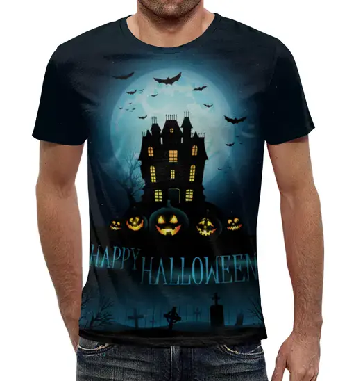 Заказать мужскую футболку в Москве. Футболка с полной запечаткой (мужская) Хеллоуин / Halloween от KinoArt - готовые дизайны и нанесение принтов.