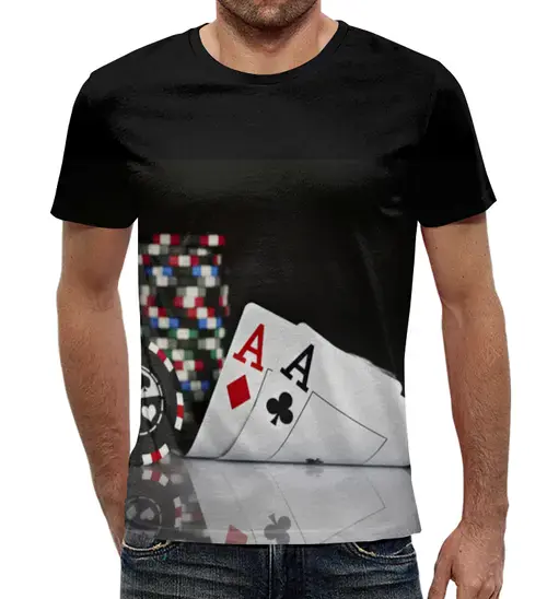 Заказать мужскую футболку в Москве. Футболка с полной запечаткой (мужская) Poker от autostal@mail.ru - готовые дизайны и нанесение принтов.
