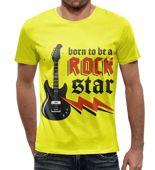 Заказать мужскую футболку в Москве. Футболка с полной запечаткой (мужская) ROCK STAR  от T-shirt print  - готовые дизайны и нанесение принтов.