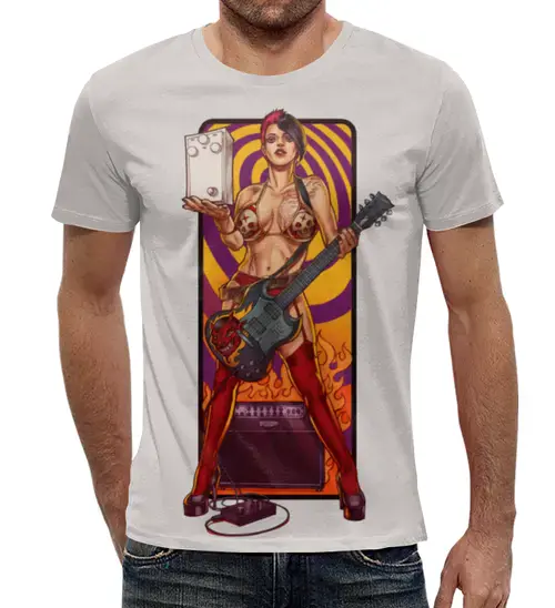 Заказать мужскую футболку в Москве. Футболка с полной запечаткой (мужская) Rock Girl от Leichenwagen - готовые дизайны и нанесение принтов.
