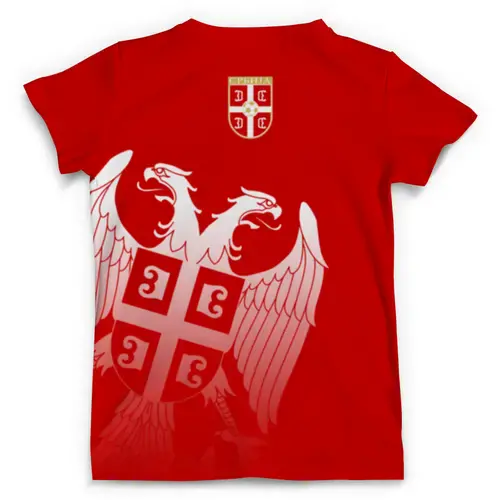 Заказать мужскую футболку в Москве. Футболка с полной запечаткой (мужская) Сборная Сербии от geekbox - готовые дизайны и нанесение принтов.