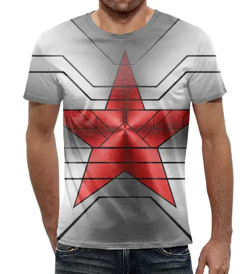 Заказать мужскую футболку в Москве. Футболка с полной запечаткой (мужская) Звезда красная от T-shirt print  - готовые дизайны и нанесение принтов.