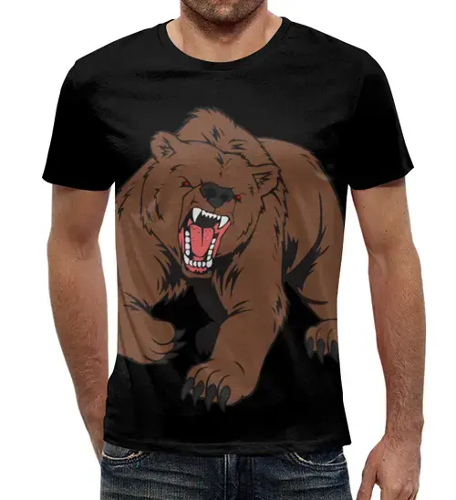 Заказать мужскую футболку в Москве. Футболка с полной запечаткой (мужская) Bear / Медведь от crash - готовые дизайны и нанесение принтов.