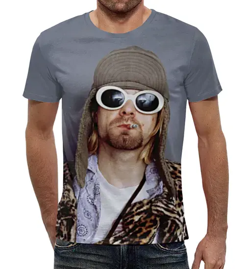 Заказать мужскую футболку в Москве. Футболка с полной запечаткой (мужская) kurt cobain full print от rancid - готовые дизайны и нанесение принтов.