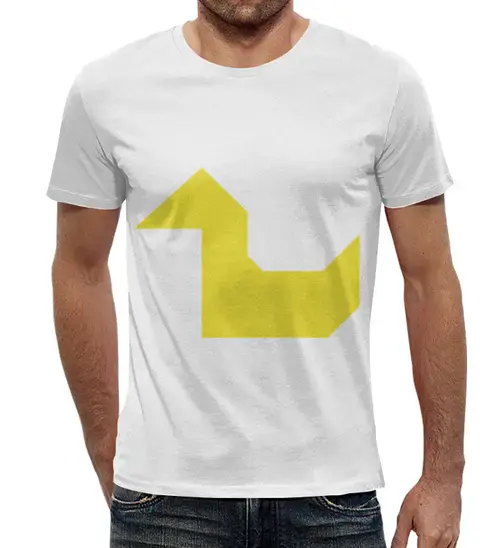 Заказать мужскую футболку в Москве. Футболка с полной запечаткой (мужская) Жёлтая утка танграм от namormai@mail.ru - готовые дизайны и нанесение принтов.