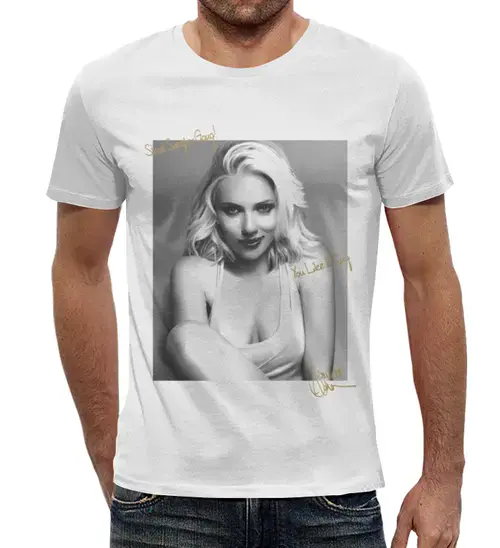 Заказать мужскую футболку в Москве. Футболка с полной запечаткой (мужская) Scarlett Johansson от SSG! от SSG! - готовые дизайны и нанесение принтов.