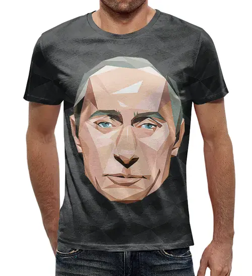 Заказать мужскую футболку в Москве. Футболка с полной запечаткой (мужская) PUTIN ART от balden - готовые дизайны и нанесение принтов.