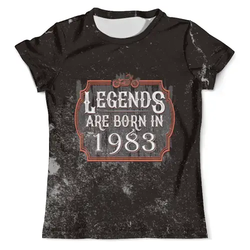 Заказать мужскую футболку в Москве. Футболка с полной запечаткой (мужская) Legends Are Born In 1983 от tutik_mutik@mail.ru - готовые дизайны и нанесение принтов.