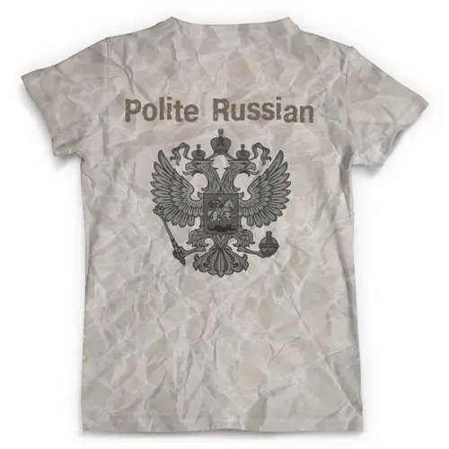 Заказать мужскую футболку в Москве. Футболка с полной запечаткой (мужская) Вежливый русский от multikot - готовые дизайны и нанесение принтов.
