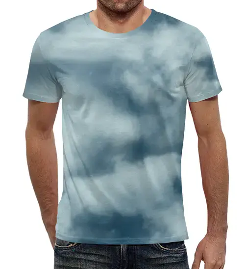 Заказать мужскую футболку в Москве. Футболка с полной запечаткой (мужская) Облака от innokesh - готовые дизайны и нанесение принтов.