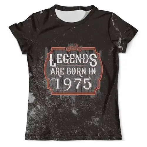 Заказать мужскую футболку в Москве. Футболка с полной запечаткой (мужская) Legends Are Born In 1975 от tutik_mutik@mail.ru - готовые дизайны и нанесение принтов.