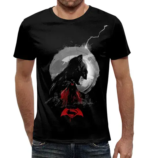 Заказать мужскую футболку в Москве. Футболка с полной запечаткой (мужская) Бэтмен  от T-shirt print  - готовые дизайны и нанесение принтов.