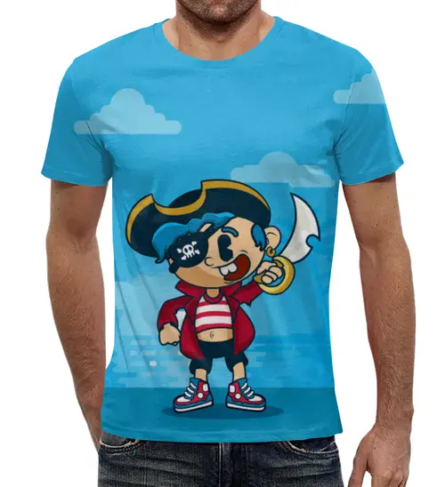 Заказать мужскую футболку в Москве. Футболка с полной запечаткой (мужская) Модный пиратик от T-shirt print  - готовые дизайны и нанесение принтов.