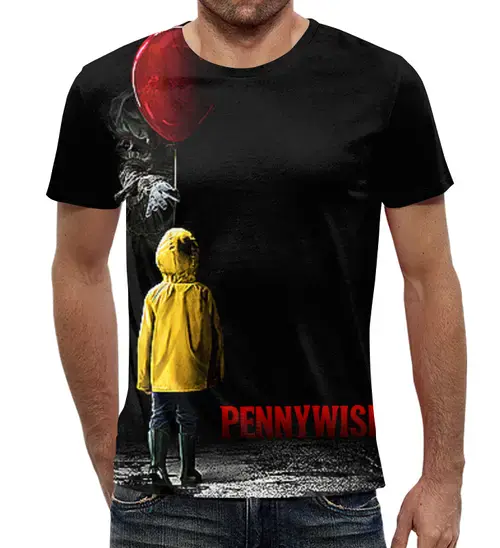 Заказать мужскую футболку в Москве. Футболка с полной запечаткой (мужская) Pennywise от T-shirt print  - готовые дизайны и нанесение принтов.