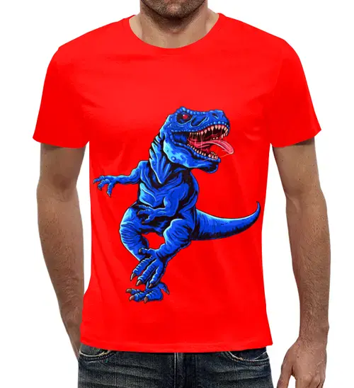 Заказать мужскую футболку в Москве. Футболка с полной запечаткой (мужская) Динозавр  Рекс  от T-shirt print  - готовые дизайны и нанесение принтов.
