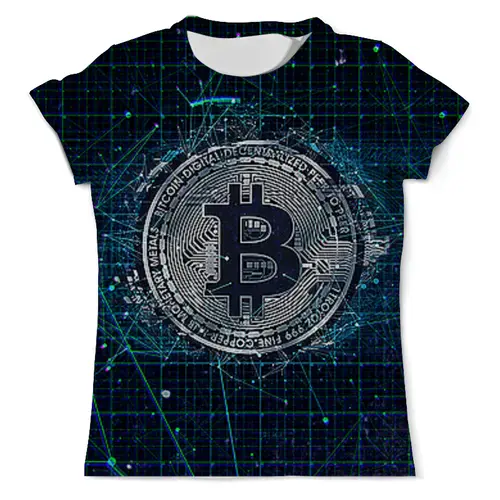 Заказать мужскую футболку в Москве. Футболка с полной запечаткой (мужская) Bitcoin Digital от balden - готовые дизайны и нанесение принтов.