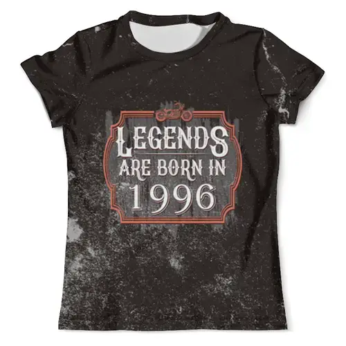 Заказать мужскую футболку в Москве. Футболка с полной запечаткой (мужская) Legends Are Born In 1996 от tutik_mutik@mail.ru - готовые дизайны и нанесение принтов.