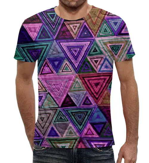 Заказать мужскую футболку в Москве. Футболка с полной запечаткой (мужская) Треугольный от THE_NISE  - готовые дизайны и нанесение принтов.